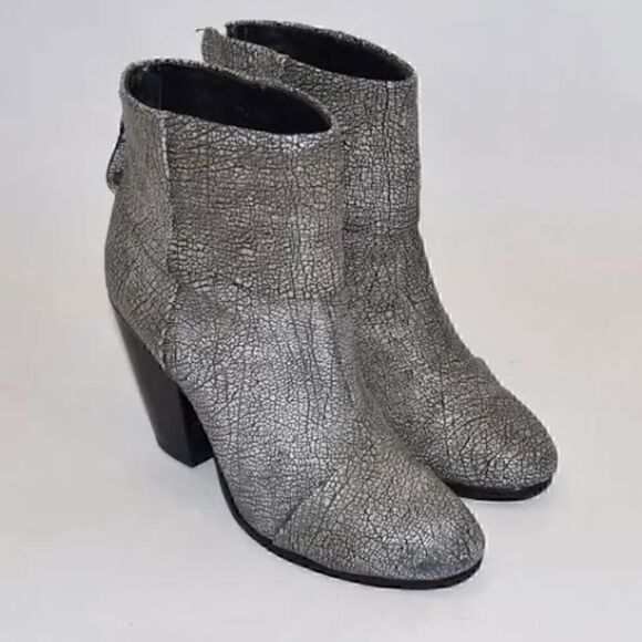 *Rag And Bone 'newbury' Bootie Metallic Black Gray Textured Sz 8.5 Us / - Picture 1 of 6